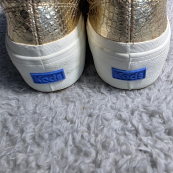 Keds Remi Leather Gold Metallic Snake Embossed Platform Sneakers Womens 10 NEW - Picture 5 of 6